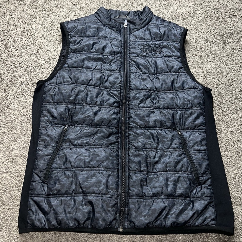 Straight Down Vest Camo‎ Men XL Black Quilted Puffer Jacket Lightweight